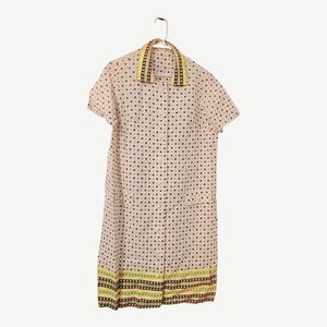 1960s ILGWU Polka Dot Short Sleeve Dress with Yellow and Green Accents